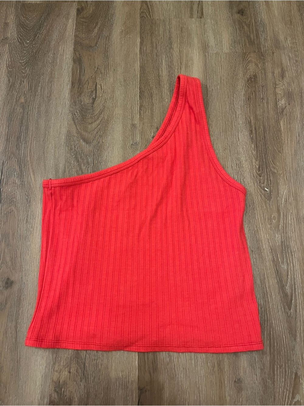 American Eagle Outfitters Ribbed One-Shoulder Top - Red